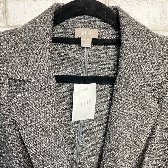 J.Jill Blazer Jacket Knit Wool Viscose Stretch Oversize Gray NEW NWOT XS - Picture 4 of 8